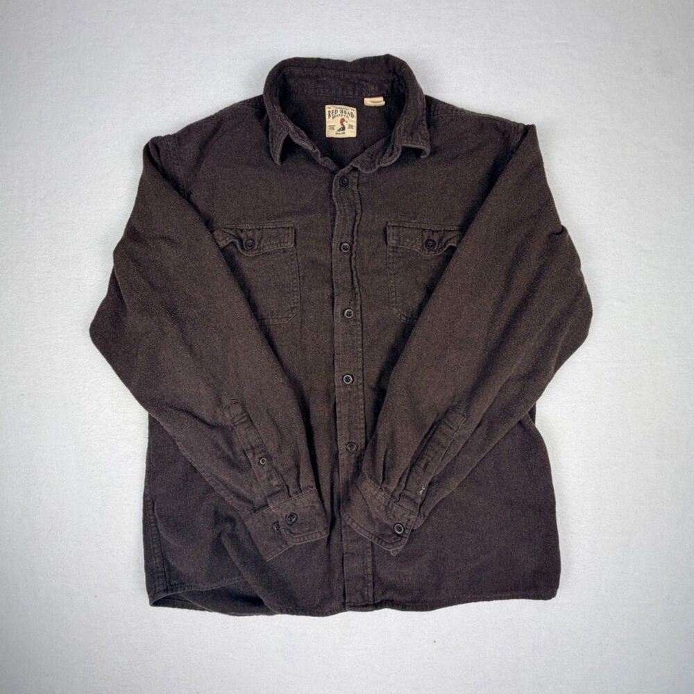 RedHead Brown Heavy Chamois Flannel Button Up Shirt Men's XL Workwear - Picture 3 of 8
